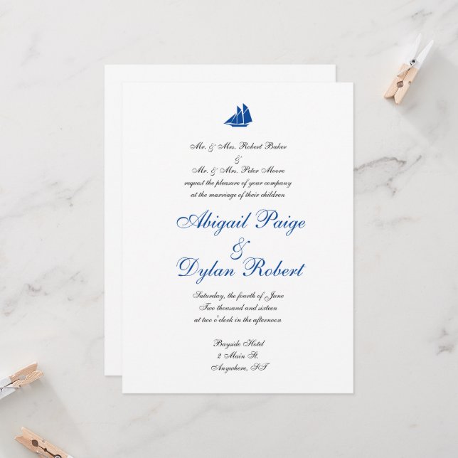 Invitaciones a la boda "Sobre el mar" (Anverso/Reverso In Situ)