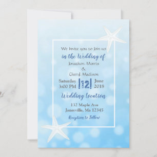 Invitaciones a la boda Starfish Beach con burbujas