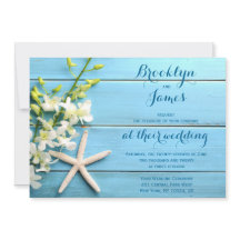 Invitaciones a la boda Starfish con orquídeas