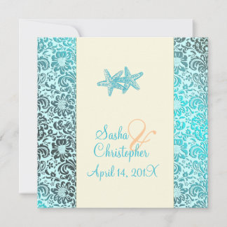Invitaciones a la boda Starfish + damask
