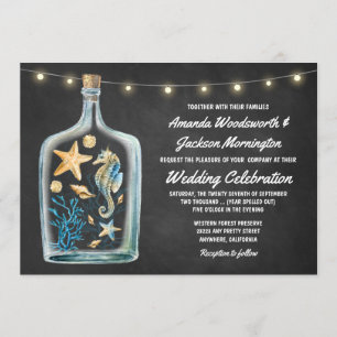 Invitaciones a la Boda Starfish Nautical Chalkboar