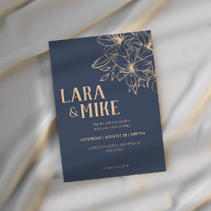 Invitaciones a la boda suave azul oscuro