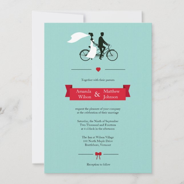 Invitaciones a la boda Tandem Bicycla (Anverso)