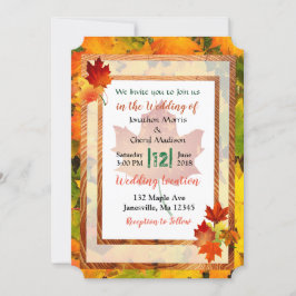 Invitaciones a la boda temática de otoño de bonito