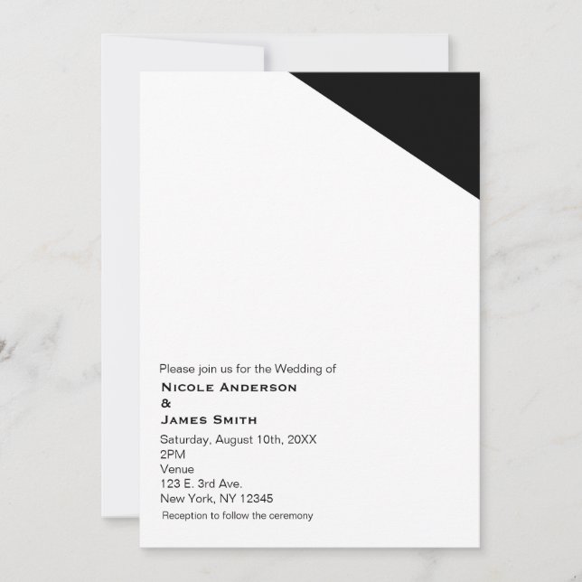 Invitaciones a la boda triangular de color blanco  (Anverso)