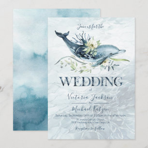 Invitaciones a la boda tropical de delfines oceáni
