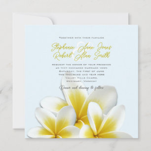 Invitaciones a la boda tropical de Plumeria Frangi