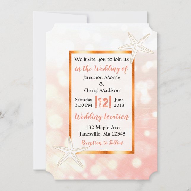 Invitaciones a la boda tropical del pez estrella d (Anverso)