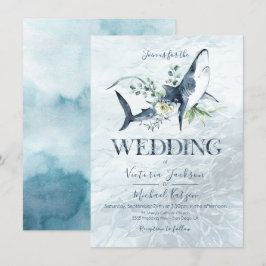 Invitaciones a la boda tropical del tiburón oceáni