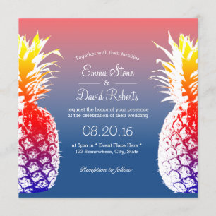 Invitaciones a la boda tropical hawaiana de piña