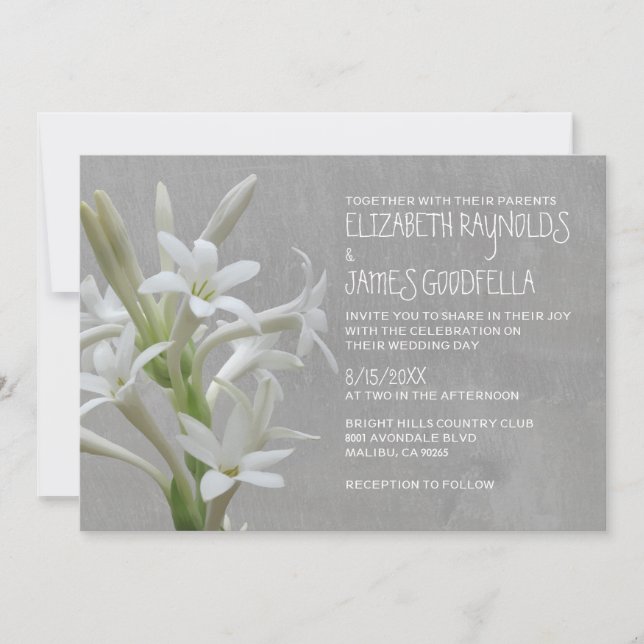 Invitaciones a la boda tuberosa (Anverso)