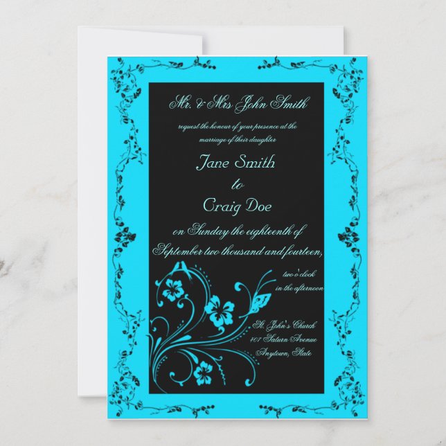 Invitaciones a la boda turquesa (Anverso)