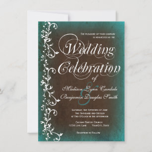 Invitaciones a la boda turquesa del país rústico