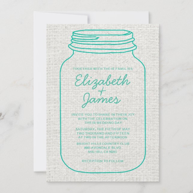Invitaciones a la boda turquesa rusa de masas (Anverso)