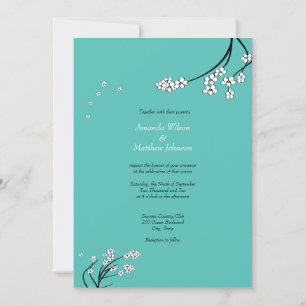 Invitaciones a la boda Turquoise Cherry Blossom