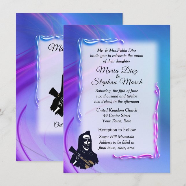Invitaciones a la boda ultravioleta el día de los  (Anverso / Reverso)