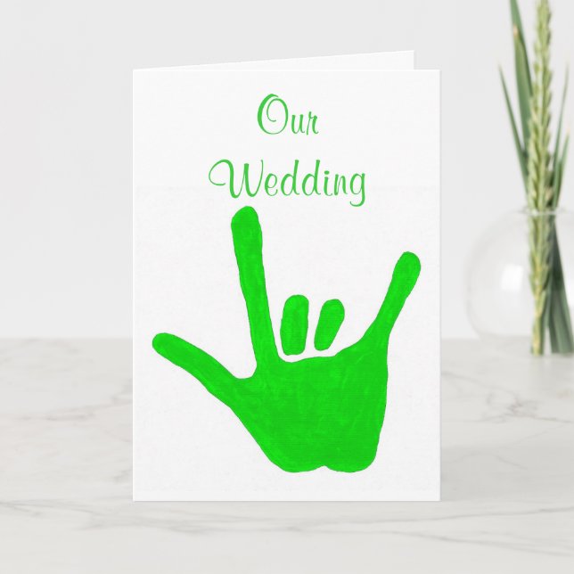 Invitaciones a la boda verde, amor en lenguaje de  (Anverso)
