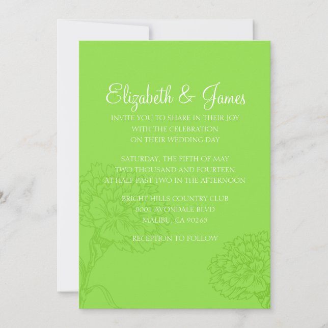 Invitaciones a la boda verde animada del Personali (Anverso)