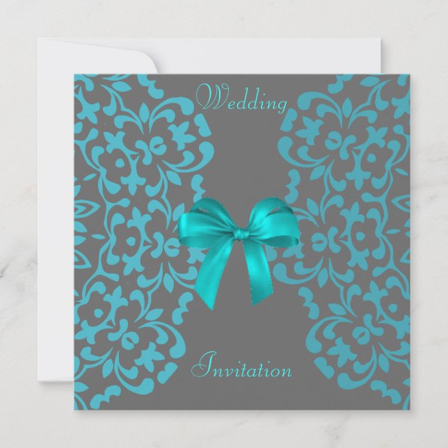 Invitaciones a la boda verde azulada de la Bonito  (Anverso)