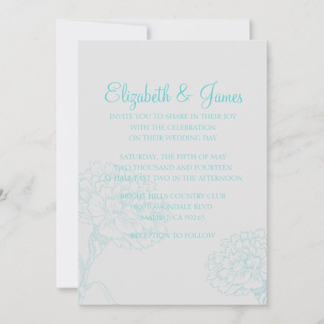 Invitaciones a la boda Verde azulada moderna perso (Anverso)