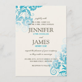 Invitaciones a la boda Verde azulada Ombre con cla