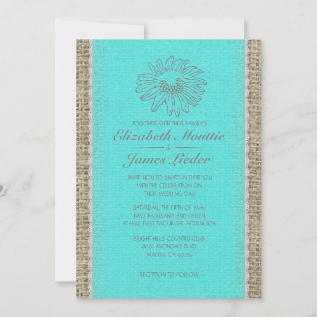 Invitaciones a la boda Verde azulada y plateada de (Anverso)