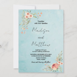 Invitaciones a la Boda Verde de Flor Marrón