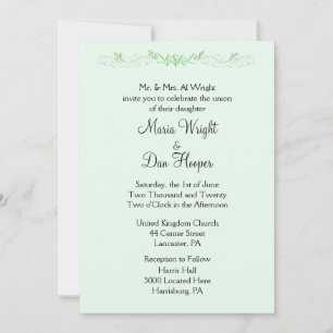 Invitaciones a la boda verde de la menta