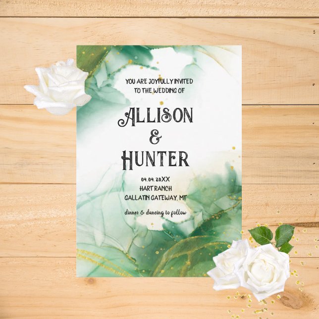 Invitaciones a la boda verde de la primavera de co (Subido por el creador)