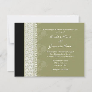 Invitaciones a la boda verde de un solo lado de un