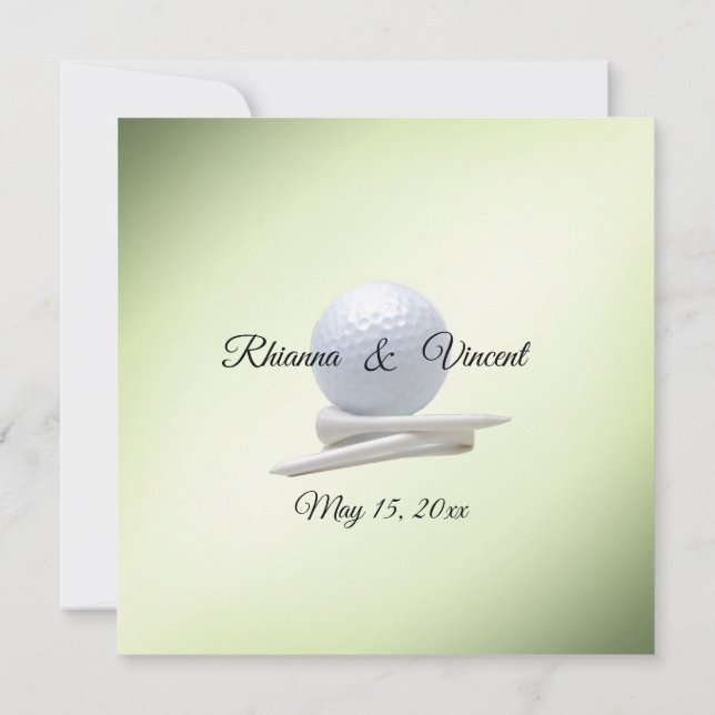 Invitaciones a la boda verde del tema del golf (Reverso)