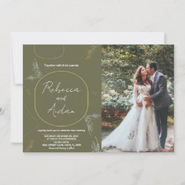 Invitaciones a la boda verde oscura con foto