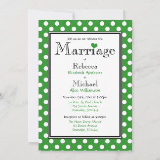 Invitaciones a la Boda Verde Polka Dot