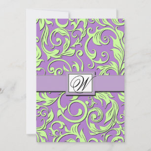 Invitaciones a la boda verde púrpura y lima