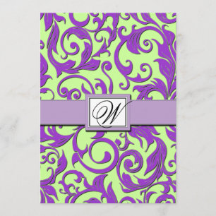 Invitaciones a la boda verde púrpura y lima