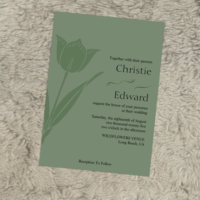 Invitaciones a la boda verde Tulip Sage (Subido por el creador)