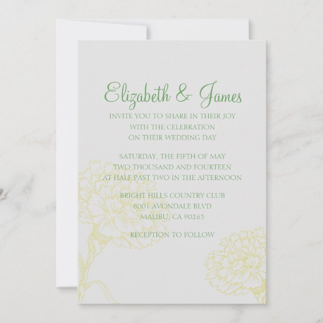 Invitaciones a la boda verde y amarilla moderna de (Anverso)