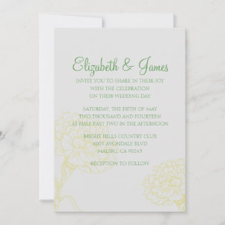 Invitaciones a la boda verde y amarilla moderna de