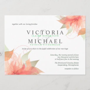 Invitaciones a la boda verde y Naranja de Peachy