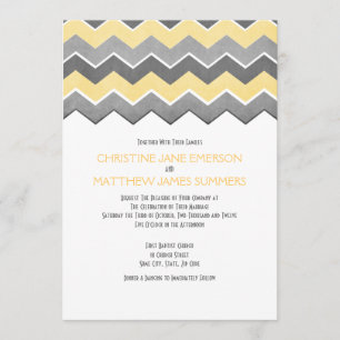 Invitaciones a la boda Zig Zag gris y amarillo