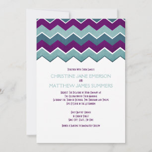 Invitaciones a la boda Zig Zag púrpura y Verde azu