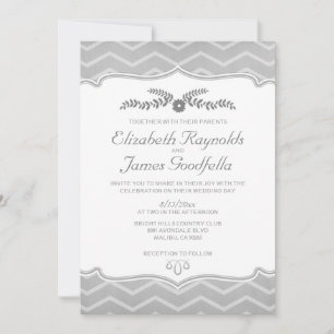 Invitaciones a la boda Zigzag Blanco Y Negro