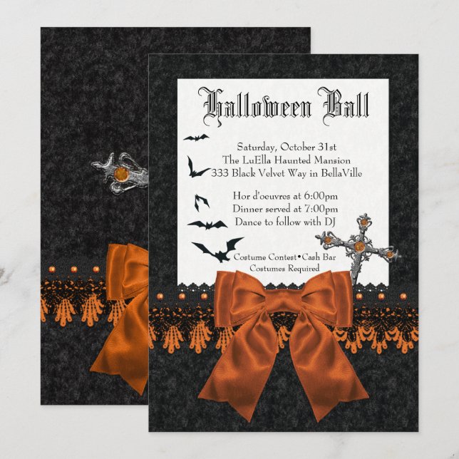 Invitaciones a la Bola de Disfraces de Halloween (Anverso / Reverso)