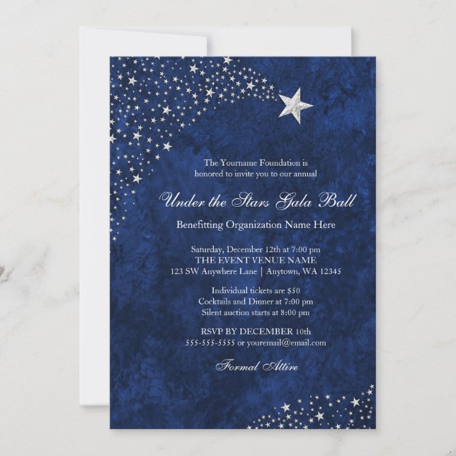 Invitaciones a la bola de gala de las estrellas de (Anverso)