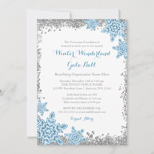 Invitaciones a la Bola de Gala Winter Wonderland (Anverso)