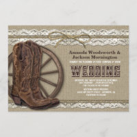 Invitaciones a la Burlap y a la Boda de Lace Rusti