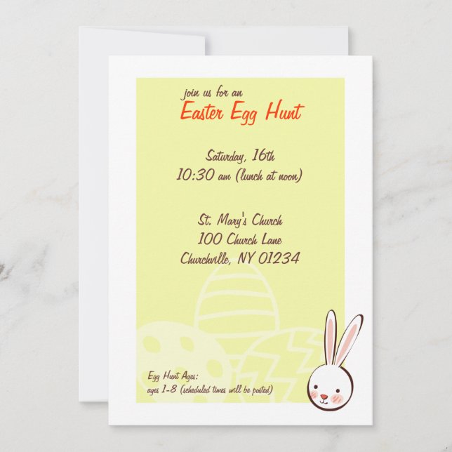Invitaciones a la caza de huevos de pascua confita (Anverso)