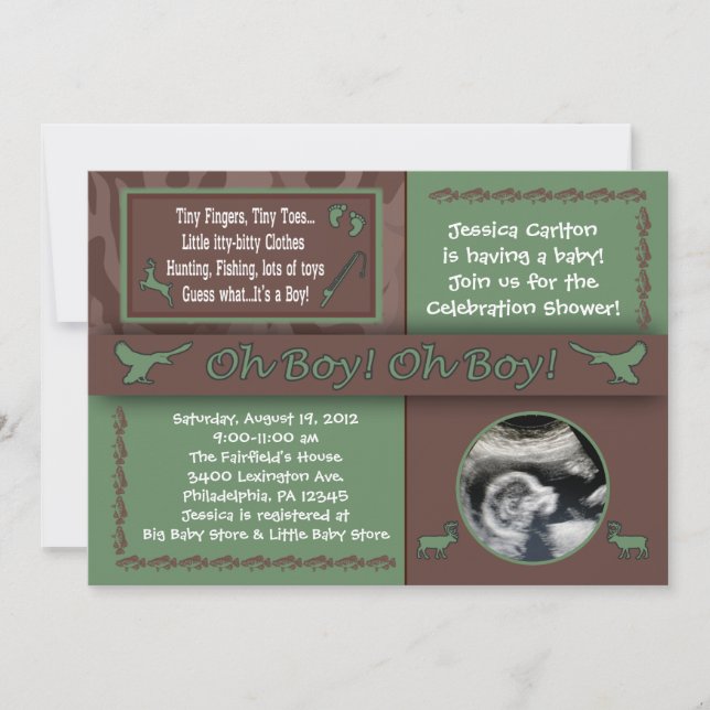 Invitaciones a la caza y pesca de la ducha para be (Anverso)
