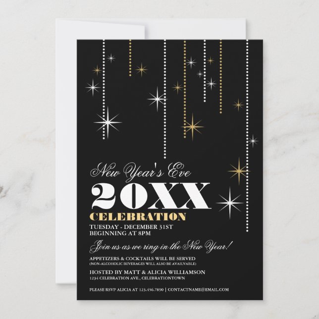 Invitaciones a la celebración de Año Nuevo (Anverso)
