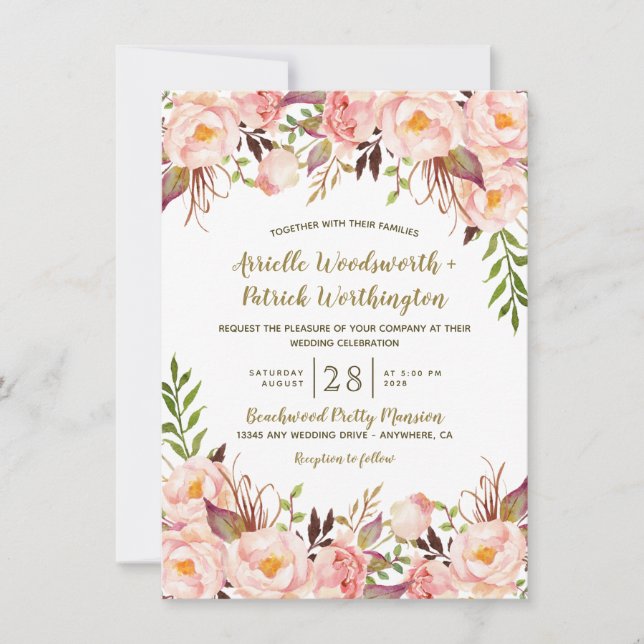 Invitaciones a la celebración de una boda de oro y (Anverso)
